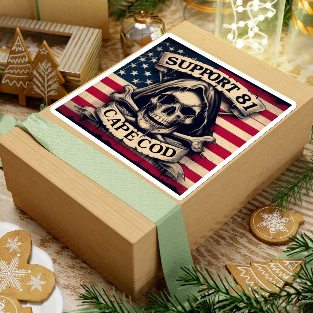 Support 81 Cape Cod American Skull & Bones Sticker