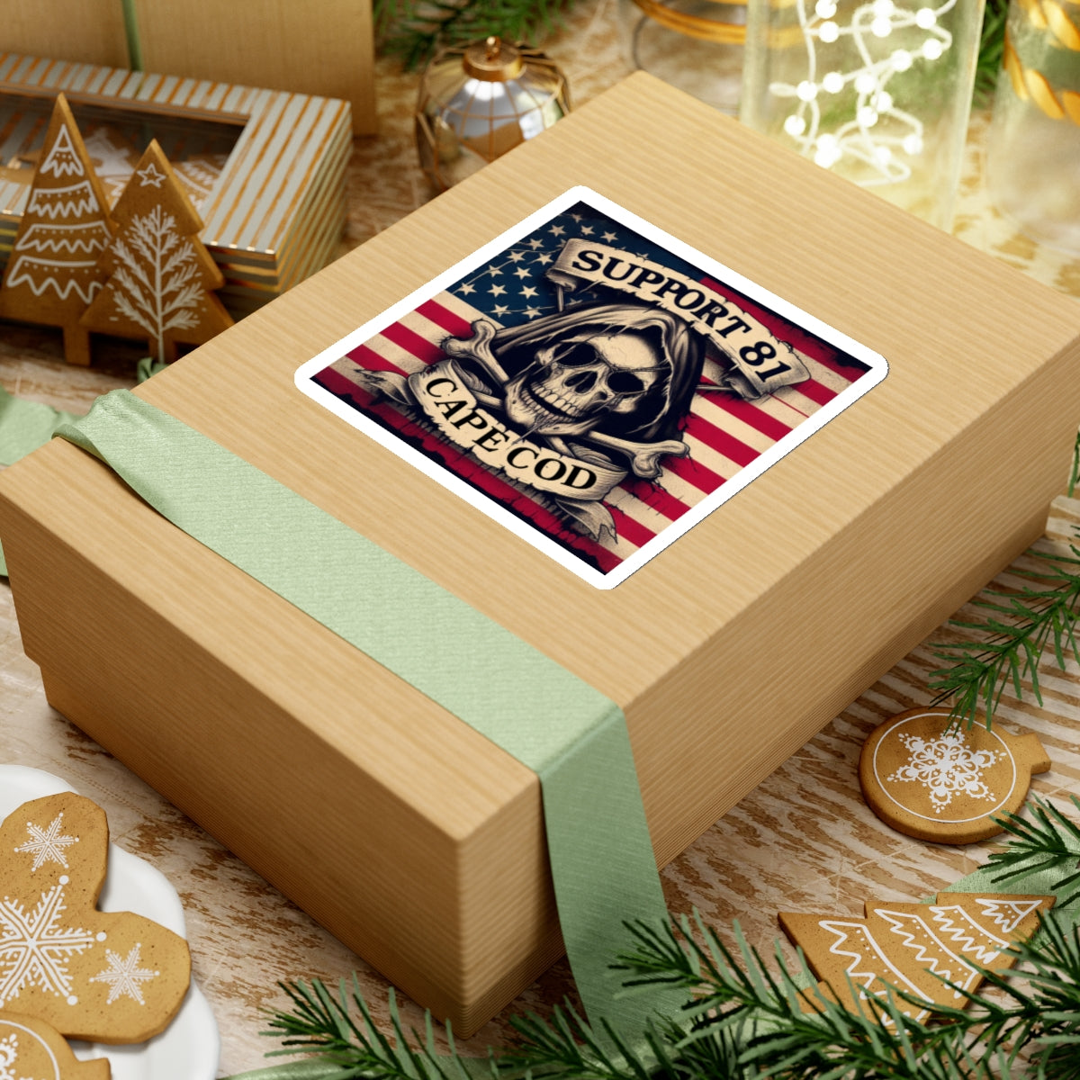 Support 81 Cape Cod American Skull & Bones Sticker