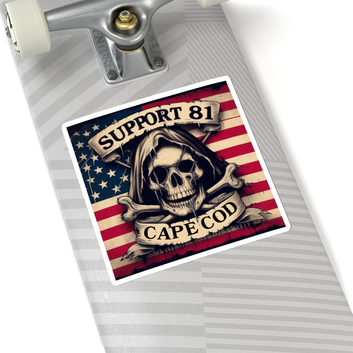Support 81 Cape Cod American Skull & Bones Sticker